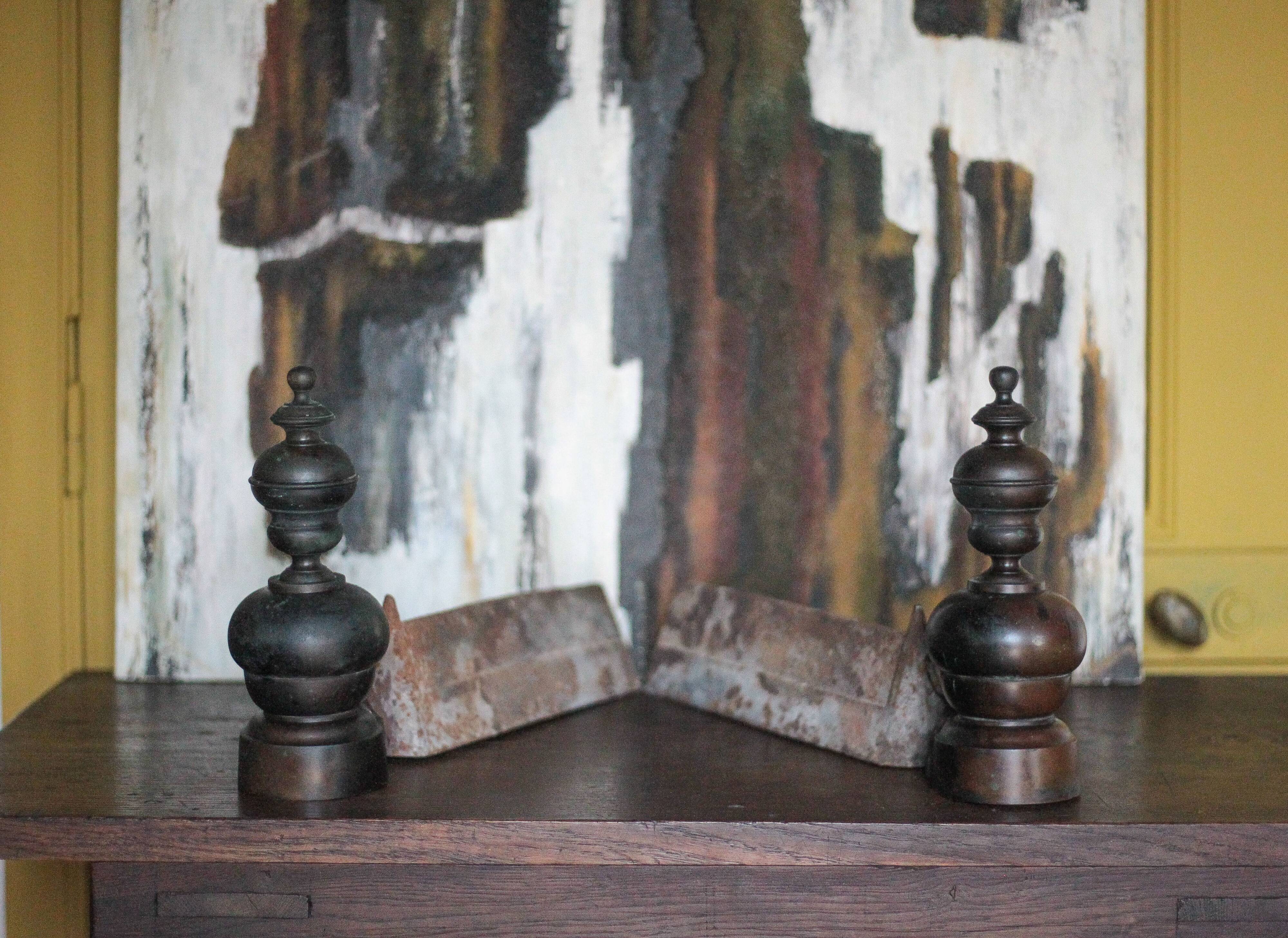 Vintage chenets, pair of chenets, fireplace accessory.