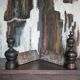 Vintage chenets, pair of chenets, fireplace accessory.