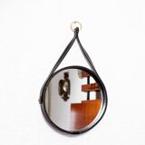 Miroir en cuir de style Adnet