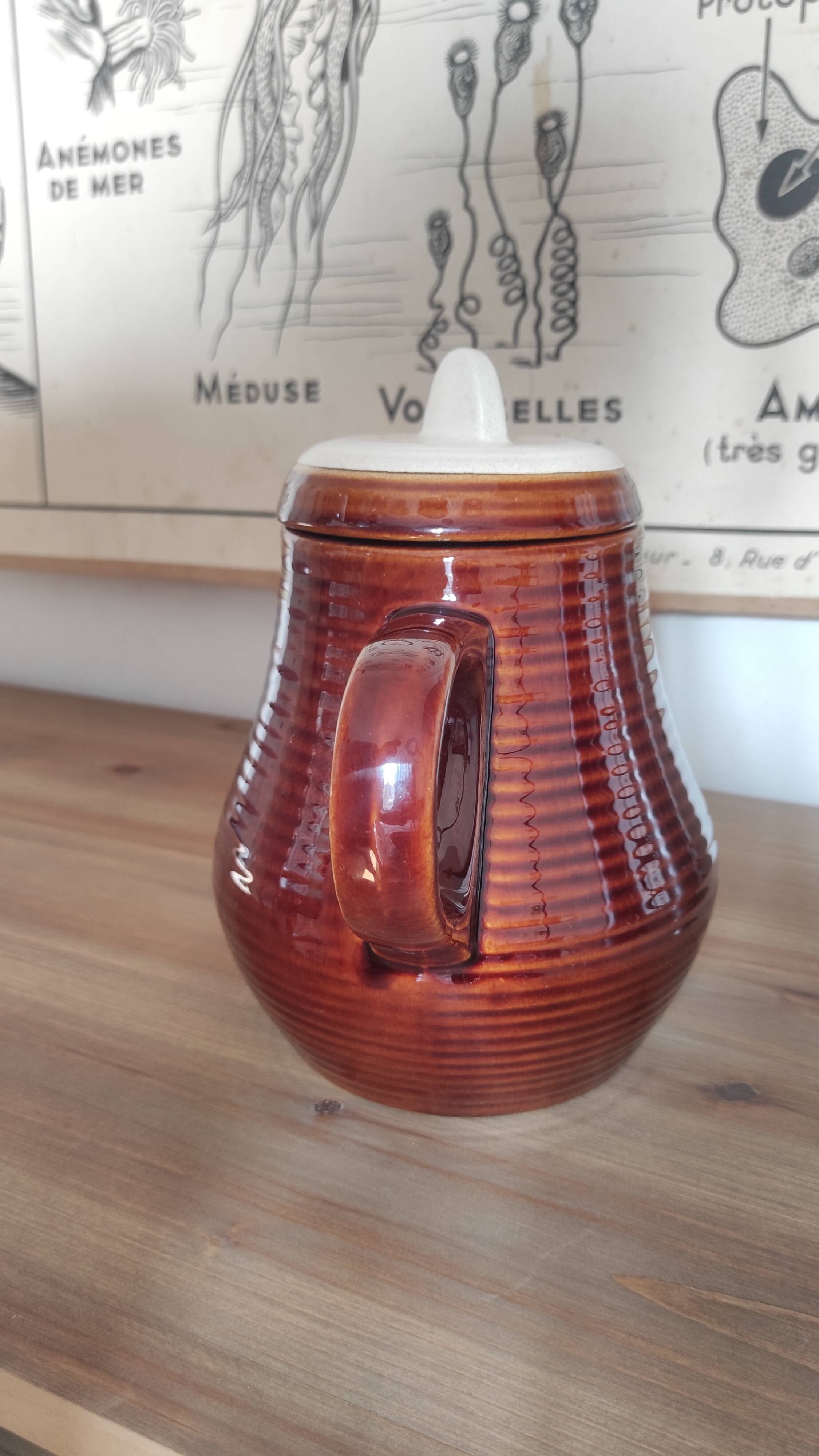 Vintage Striped Stoneware Teapot