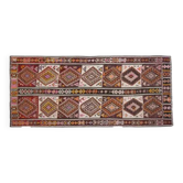 1970s Vintage Turkish Oushak Handmade Wool Cotton Brown Runner Rug 135x300