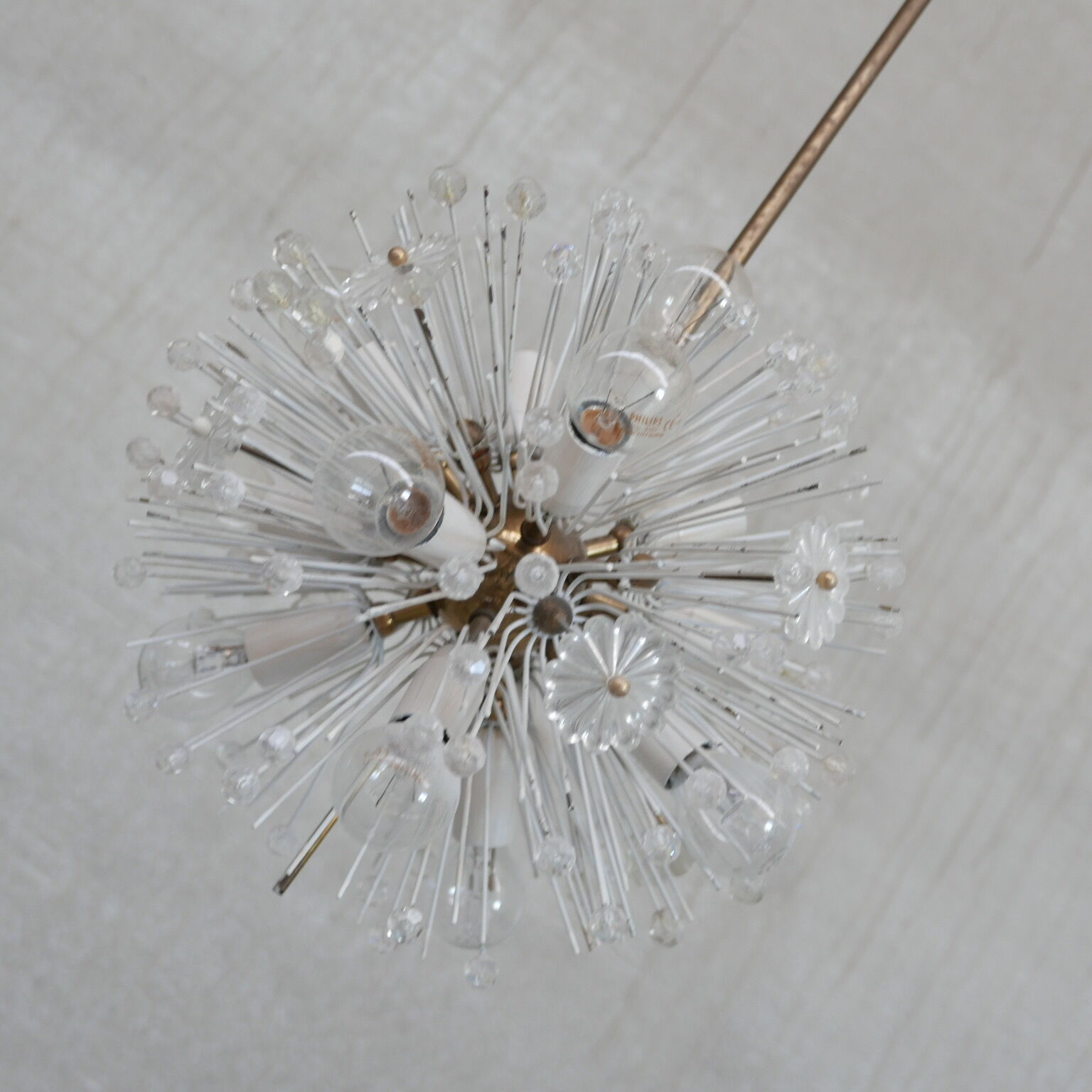 Austrian Mid-Century Glass and Brass Chandelier Pendant by Emil Stejnar