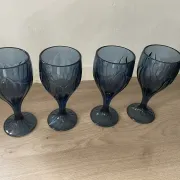 Set of four wine glasses model "Sky Blossoms" by Lenox Art Nouveau style.