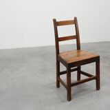 Antique oak late 19th century oak side chair, Belgium
