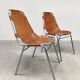 Vintage Italian design Les Arcs chairs camel leather Charlotte Perriand for Dal Vera 1970s