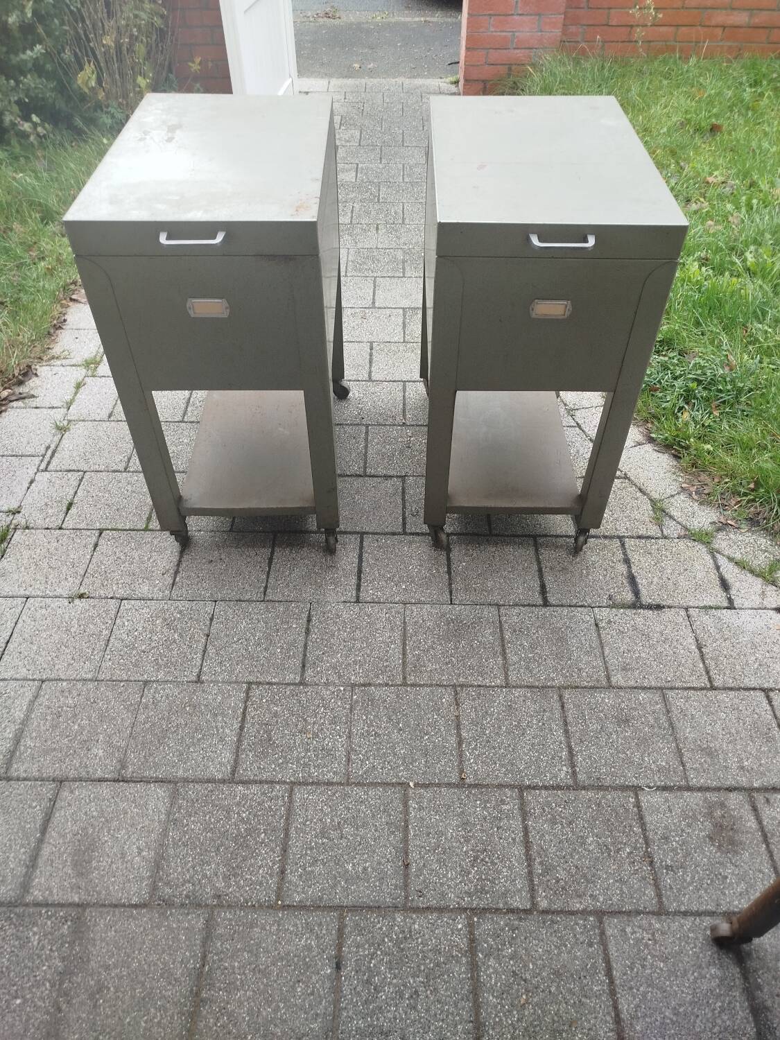 Pair of vintage rolling lockers