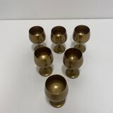 6 Brass Wine Table Goblets Cup Decorative Hollywood Regency Vintage 1960s
