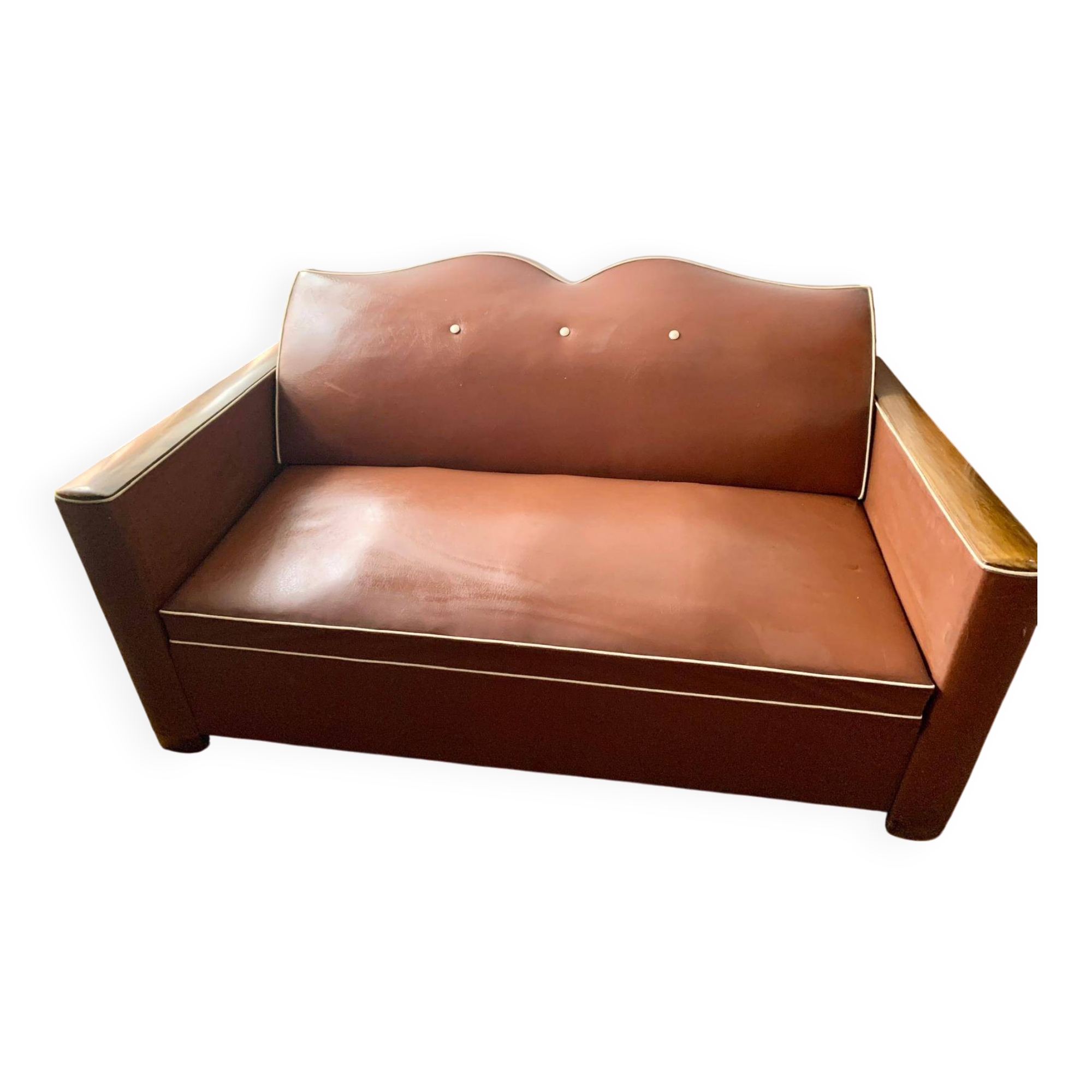 Vintage skai convertible sofa