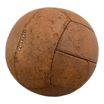 Vintage brown leather medicine ball 1930's