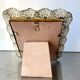 Vintage Metal frame silver plated Frame 16 cm x 13 cm CONVEX glass