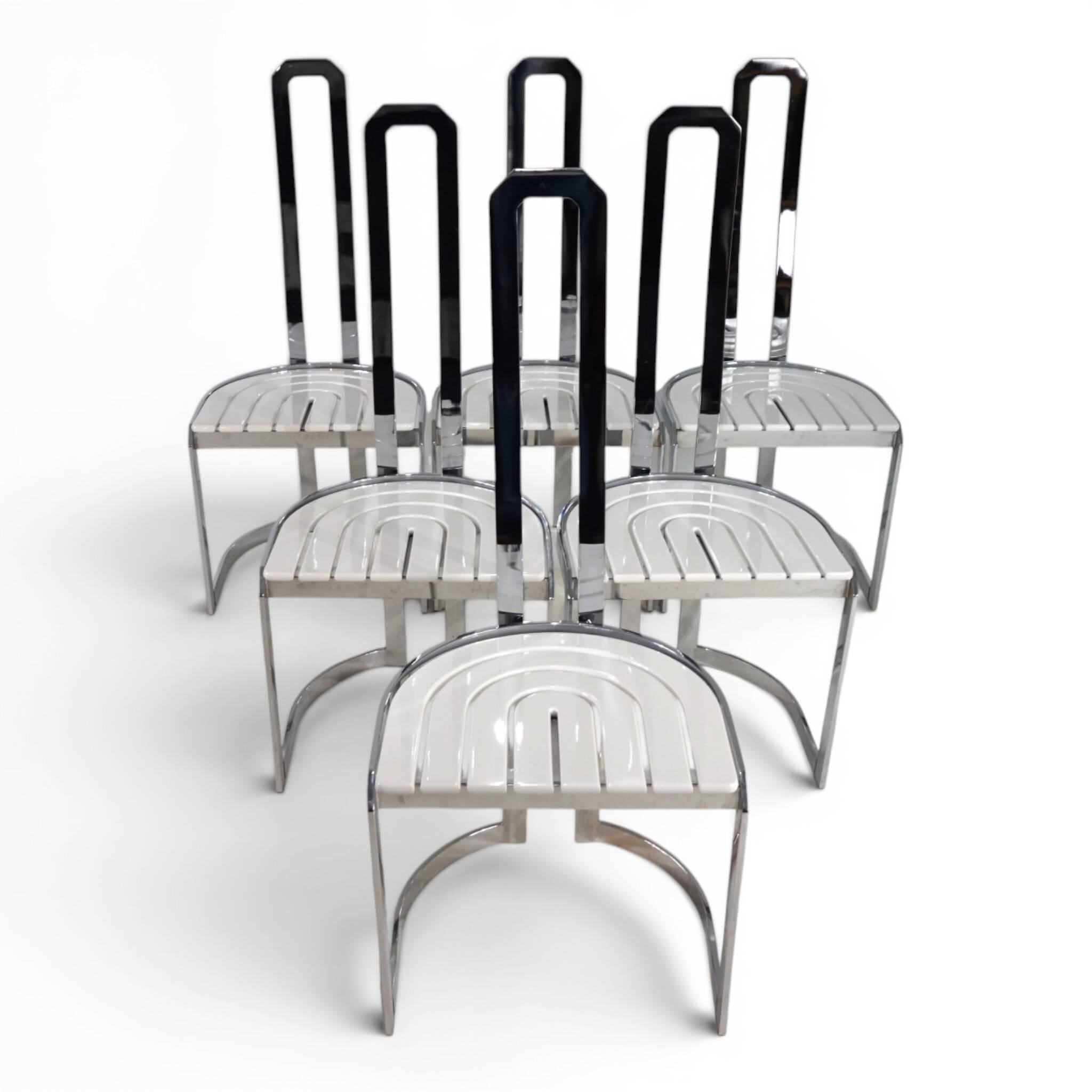 Ensemble de 6 chaises de salle à manger Allmilmö postmodernes, 1980
