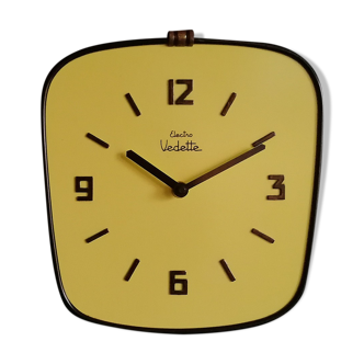 Vintage formica clock silent wall clock "Yellow Star"