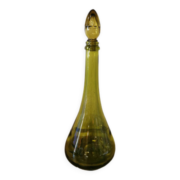 Carafe vintage en verre vert olive