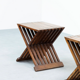 Pair of vintage wooden stools - Italy circa 1950