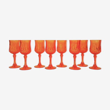 Set of 8 orange liqueur glasses