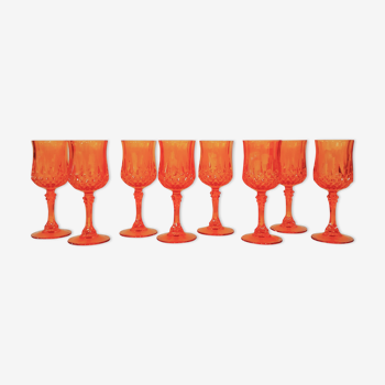 Lot de 8 verres à liqueur orange