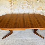 Extendable Scandinavian style dining table with double elongations by Maison Ducau, Circa 1970