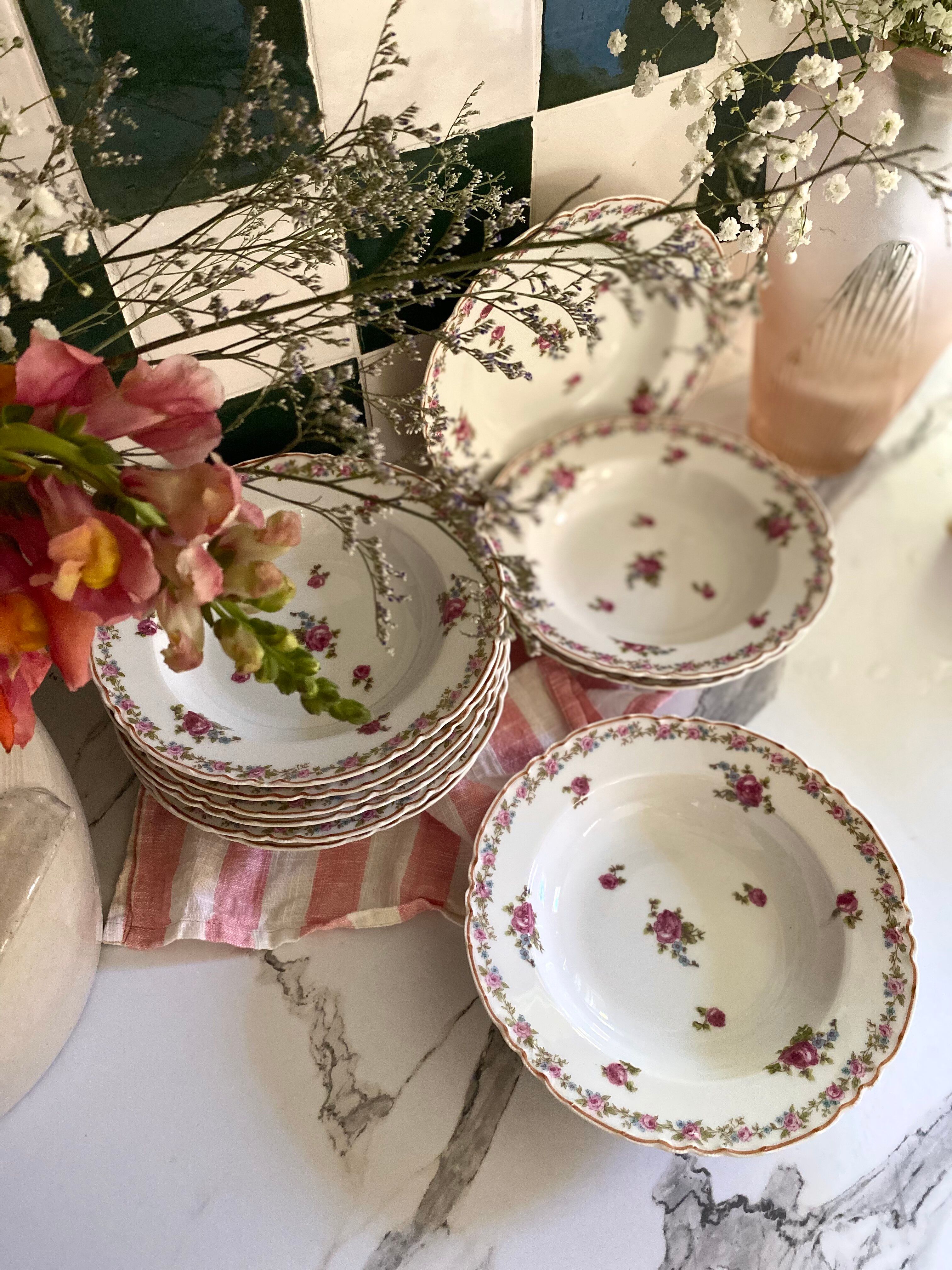 Deep Plates (Bowls) in Limoges Porcelain GDA 1900