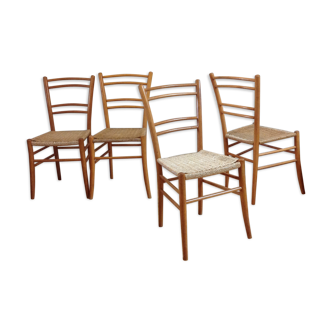 4 chaises en bois et corde