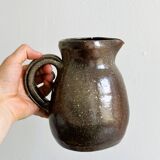 Brown handcrafted stoneware pitcher, natural finish, rustic style