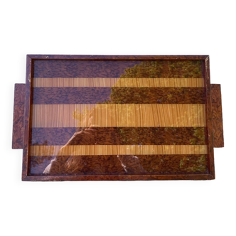 Rectangular art deco tray in lacquered wood