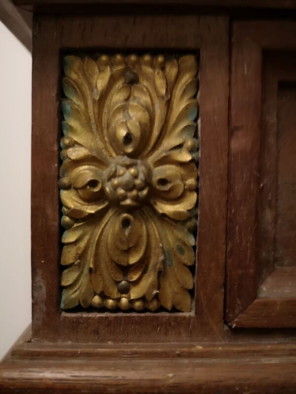 Table de chevet style empire, plateau marbre, intérieur marbre