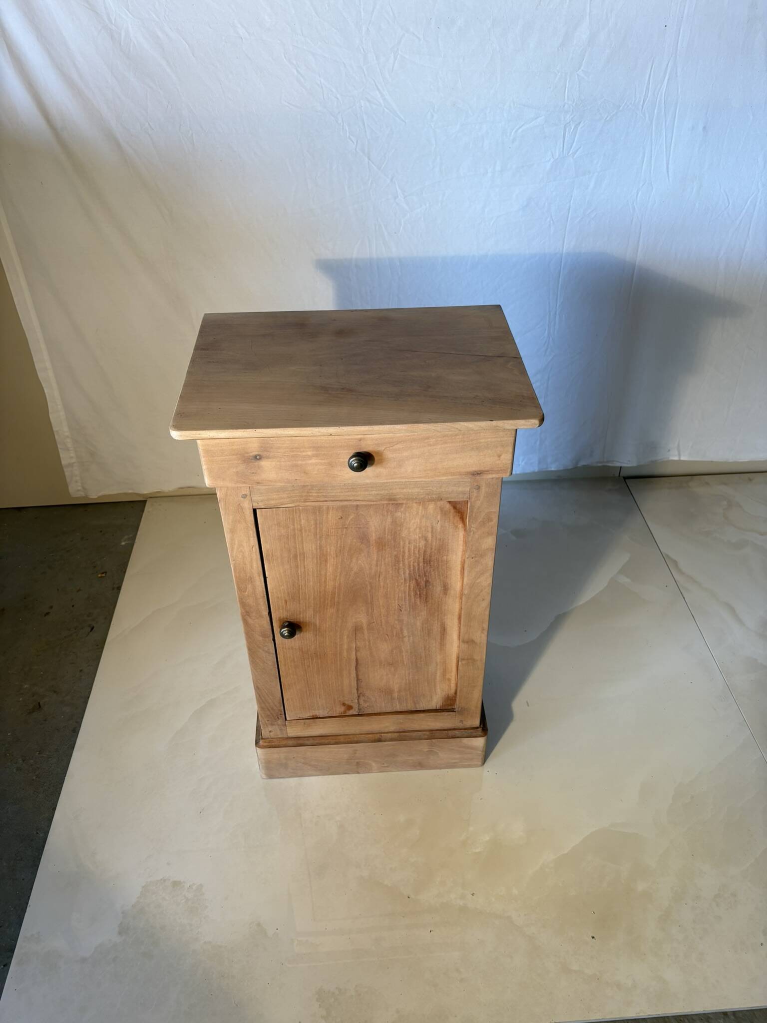 Bedside table or small storage unit in natural wood – country style