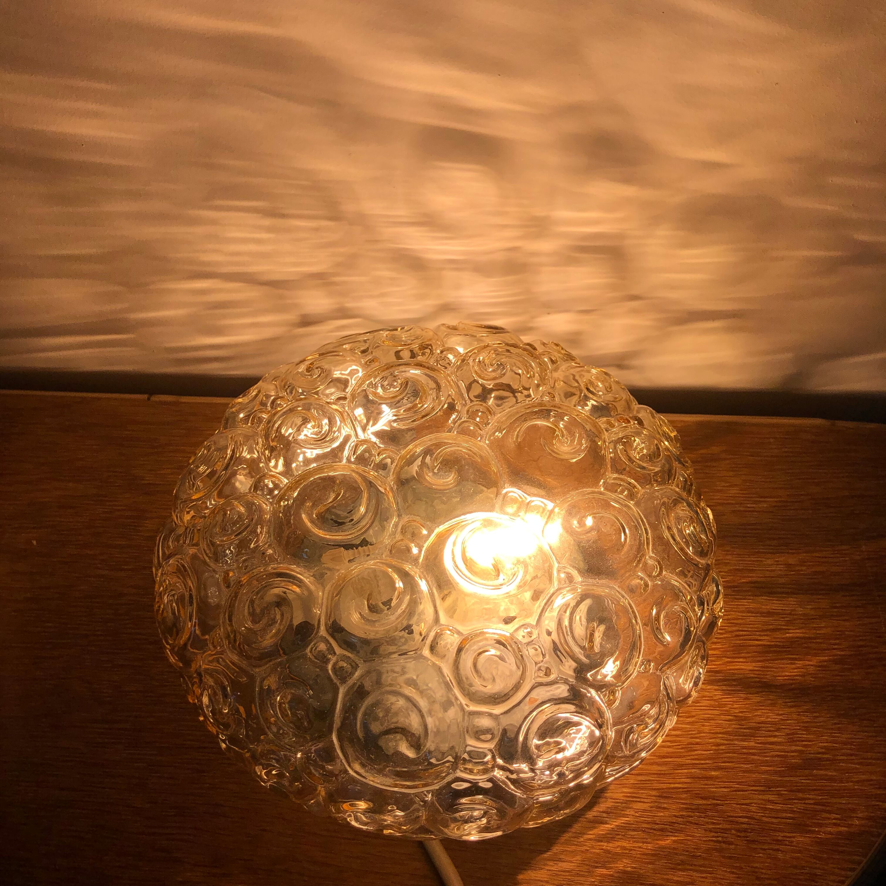 2 snail wall lamps amber glass by Helena Tynell 1960