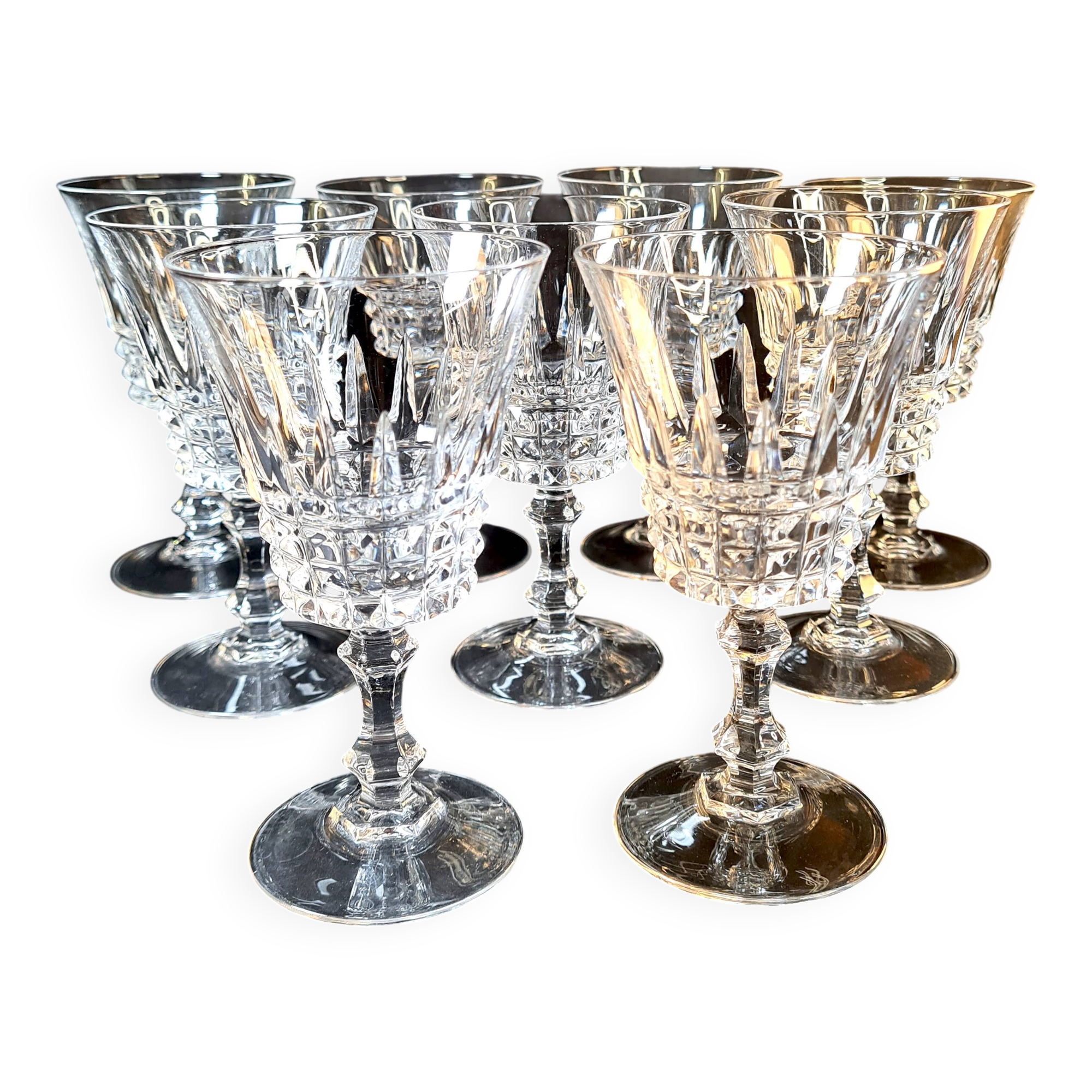 Set of 9 crystal glasses – Tuilerie model by Cristal d’Arques