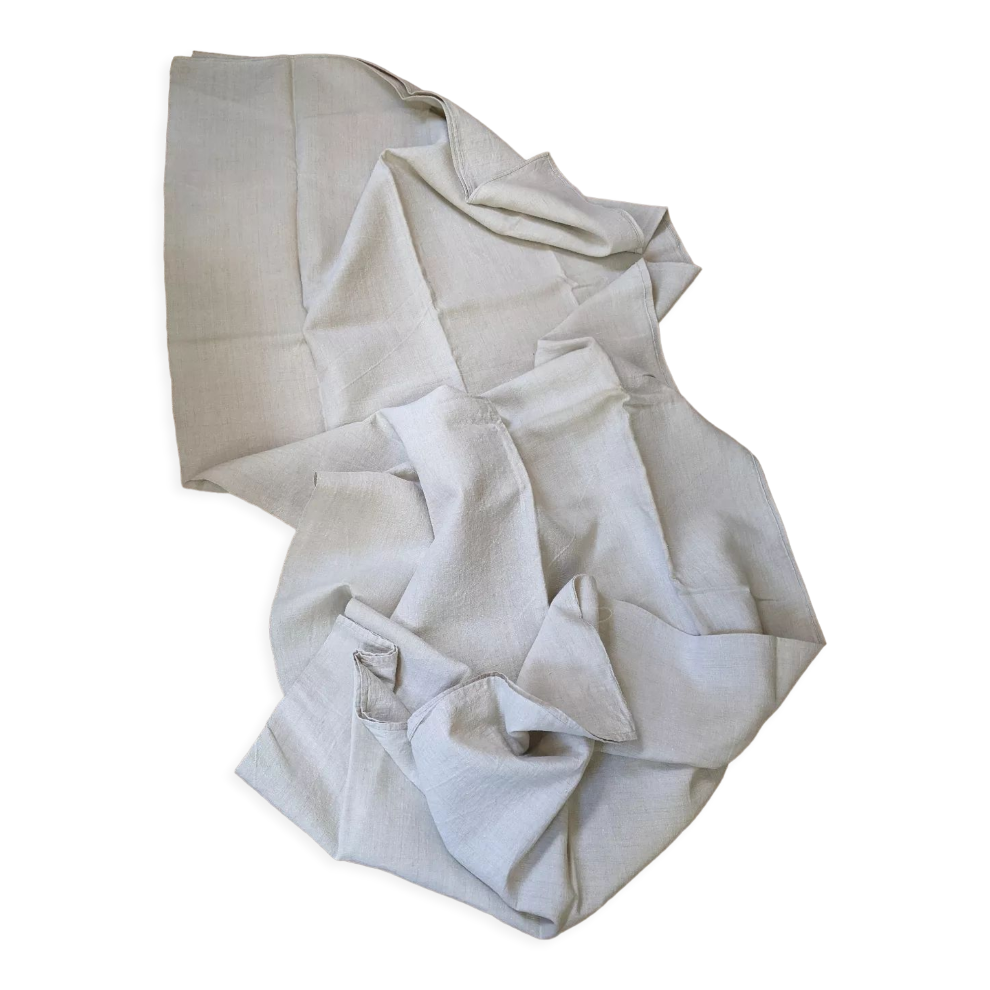 LM embroidered antique hemp sheet