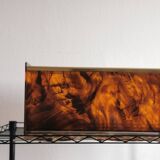 Tortoiseshell and brass lucite magazine rack