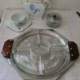 Art deco servant wood and silver metal