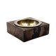 Mid-century modern brown goatskin parchment ashtray, Aldo Tura, Italy 1960s
