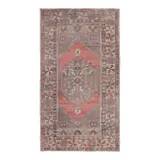 1970s Turkish Oushak Handmade Wool Cotton Brown Runner Rug 108x193