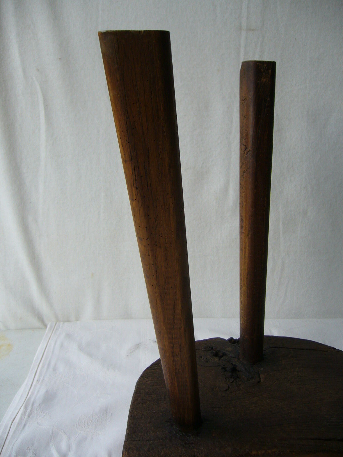 Walnut tripod cowhock stool