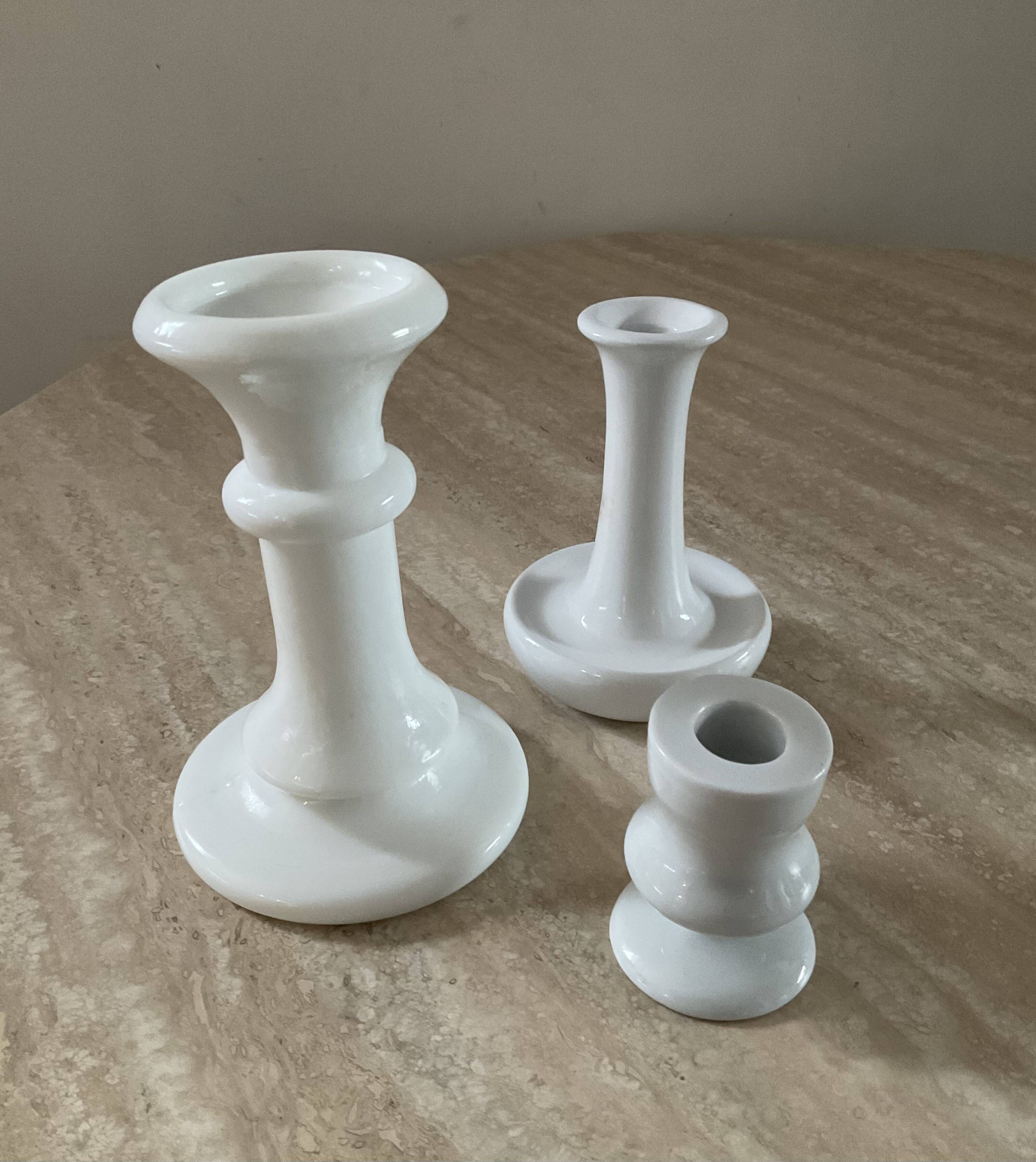 Series of 3 vintage candlesticks from the 60s and 70s