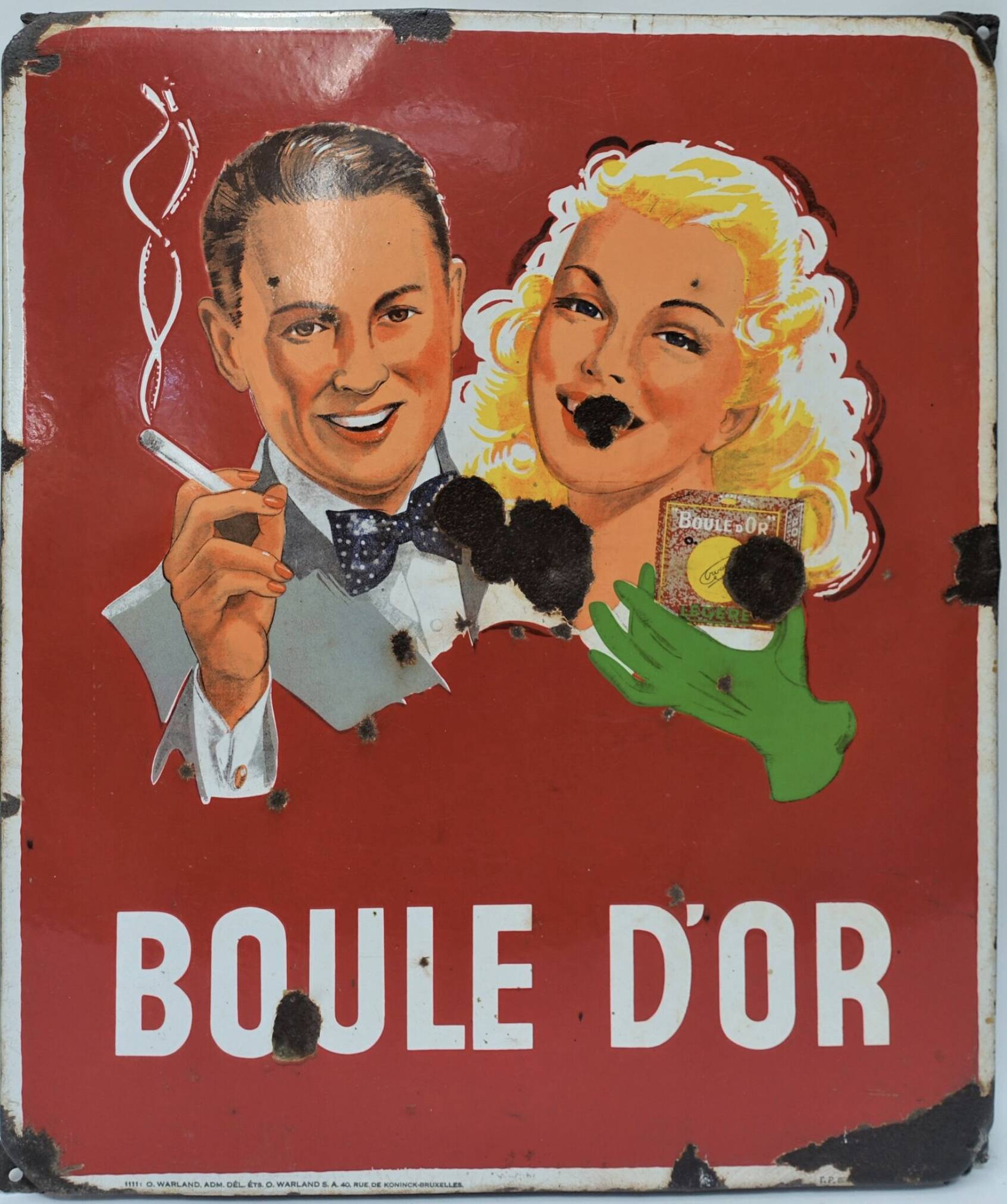 Advertising email plate "golden ball" years 50