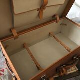 Former leather trunk with Louis Vuitton label holder