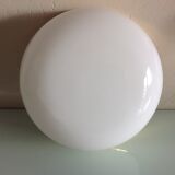 Half moon ceiling light in white opaline / vintage 70-80s