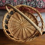 Vintage basket round Osier Large cove