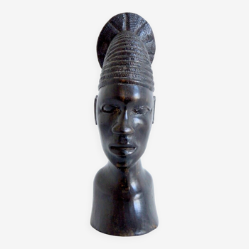 Sculpture tête Africaine en bois ébène 1940s