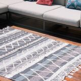 Recycled cotton handcrafted rug - Reversible - Grey