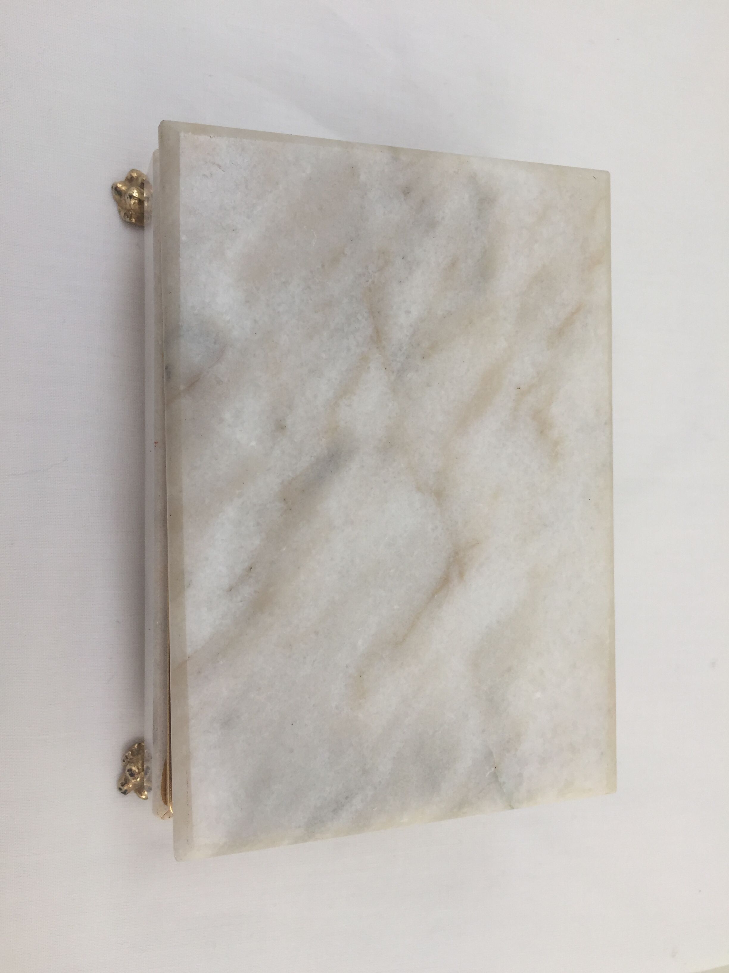 Lot of white marble object - 2 boxes and 1 candlestick