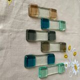 Set of 6 colored glass knife holders