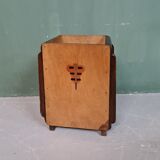 Dutch art deco wooden trash can 1930