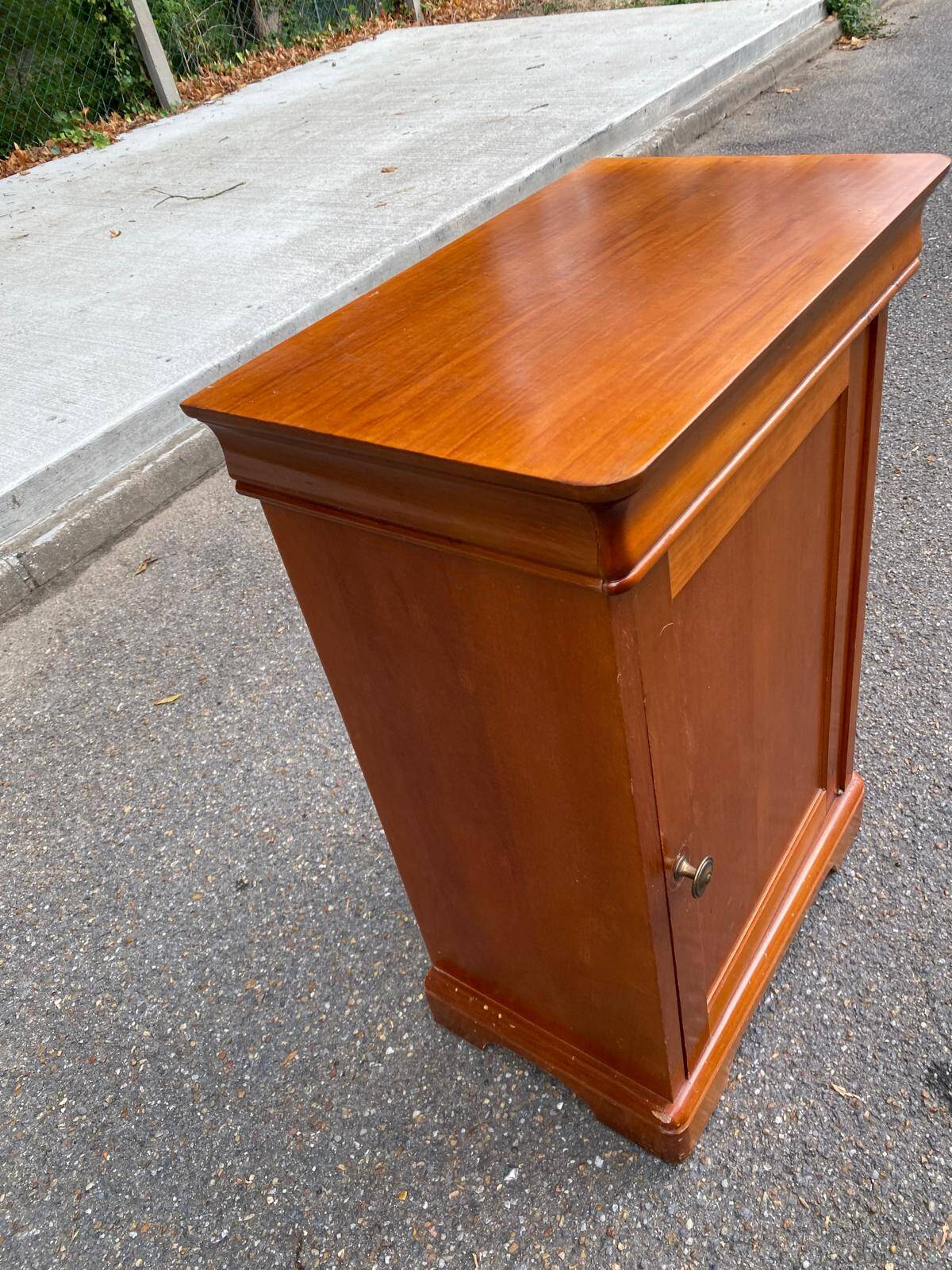 Wooden side table with drawer and storage, Louis Philippe style.