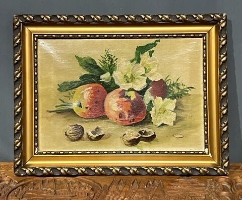 Still life with fruits and flowers.