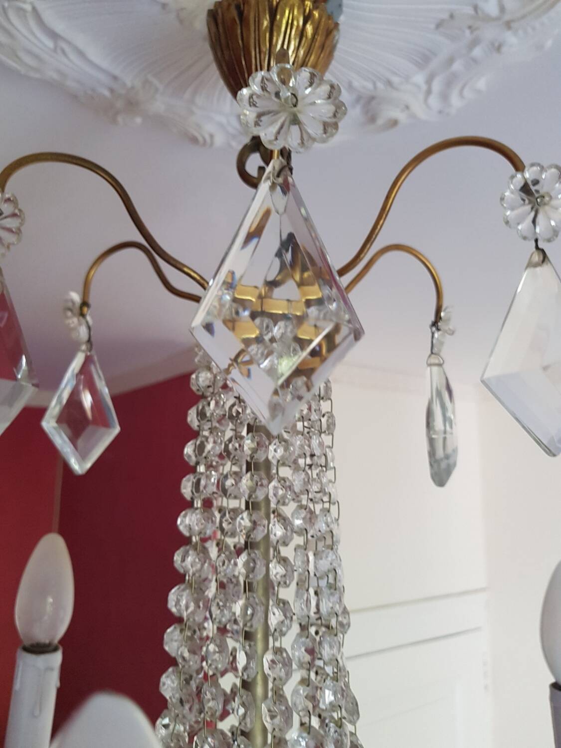 6-light hot air balloon chandelier with crystal pendants, late 19th century