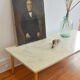 Coffee table in marble and gilded metal 70s