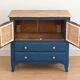 Small renovated vintage buffet in blue from Vosges, Libéron and caning – 2 doors, 2 drawers